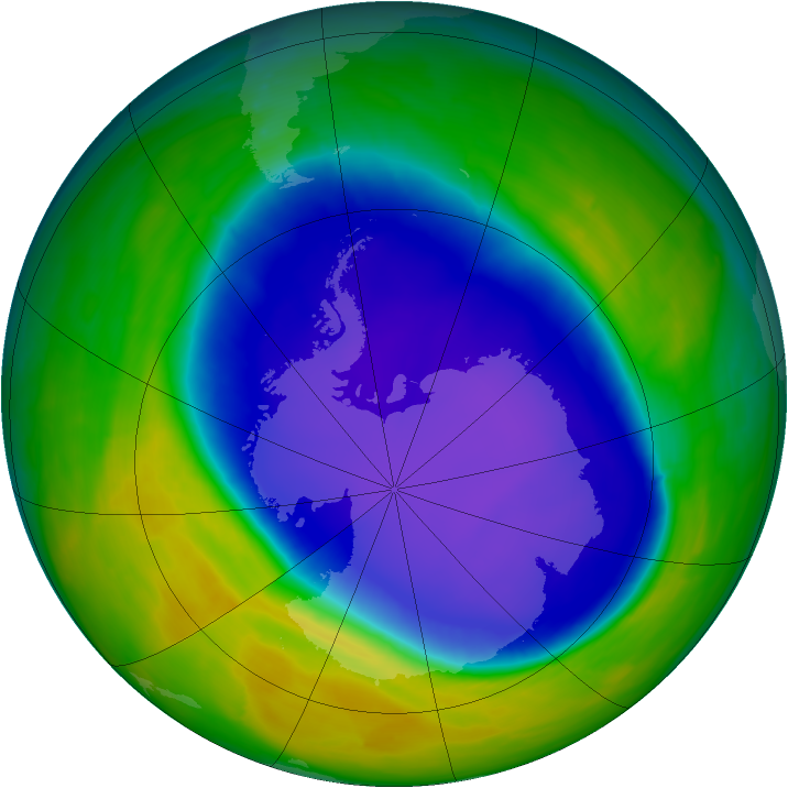 Antarctic ozone map for 19 October 2008
